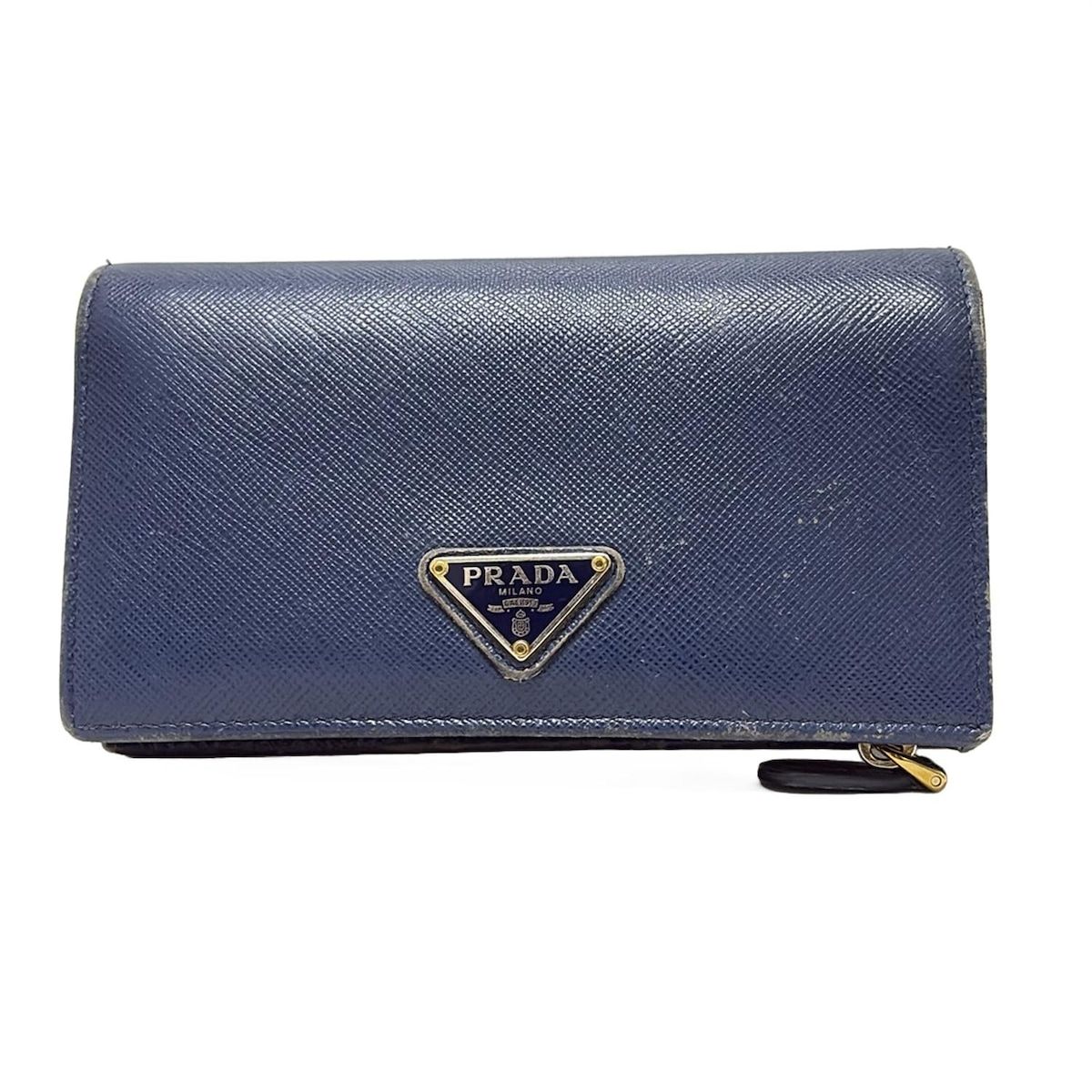 PRADA プラダ 2つ折り財布 - 1ML009 ネイビー レザー