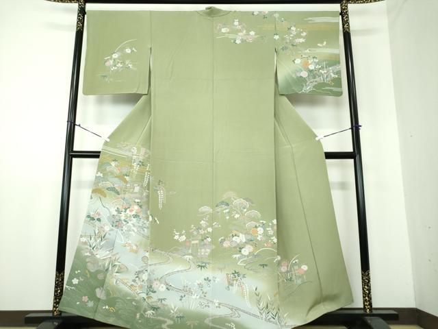 平和屋着物○訪問着 松竹梅 立波風景花文 暈し染め 金彩 正絹