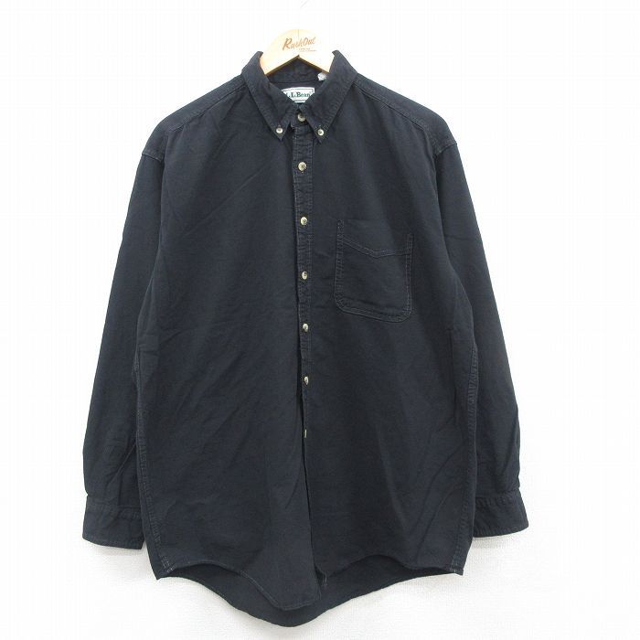 XL/古着 エルエルビーン LLBEAN 長袖 ブランド シャツ メンズ 90s コットン ボタンダウン 黒 ブラック 24oct07 中古 トップス