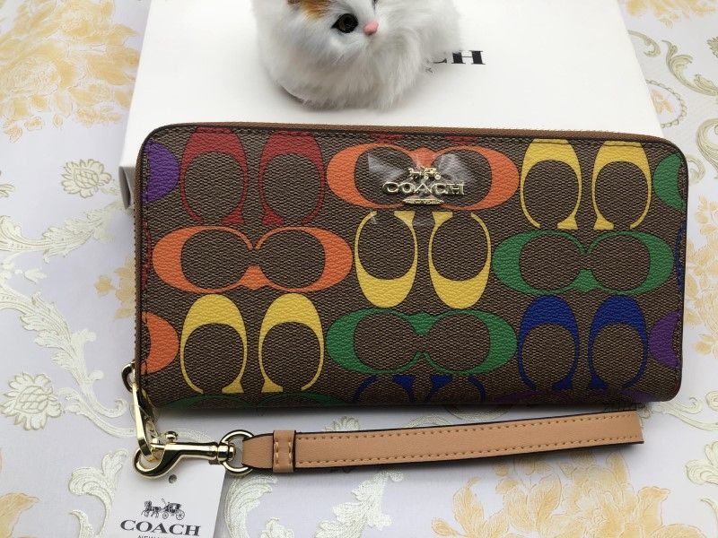 コーチ 財布 COACH 長財布 レインボーシグネチャー ロングジップ