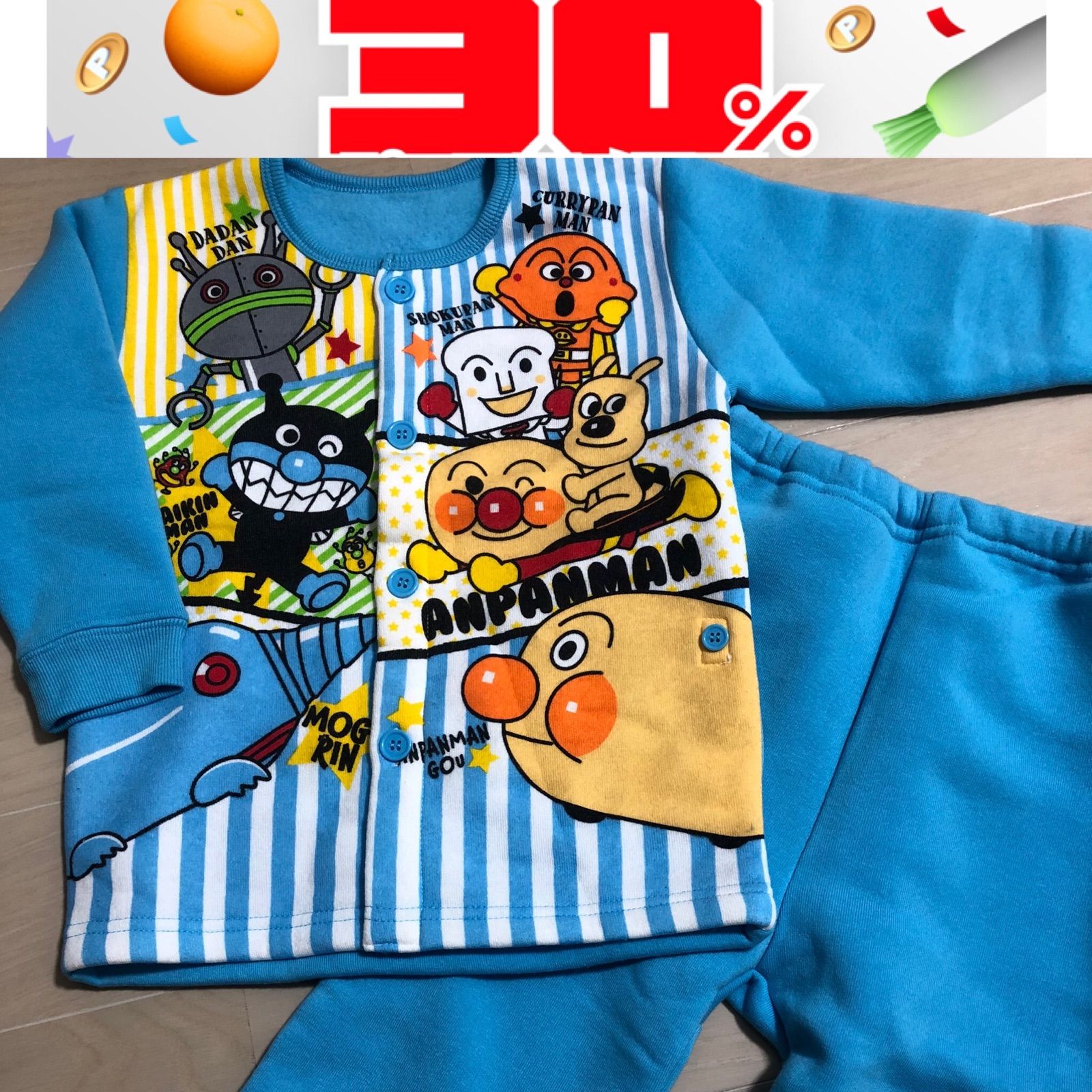 新品☆アンパンマン パジャマ 100 長袖 裏起毛 - HapiHapiShop - メルカリ