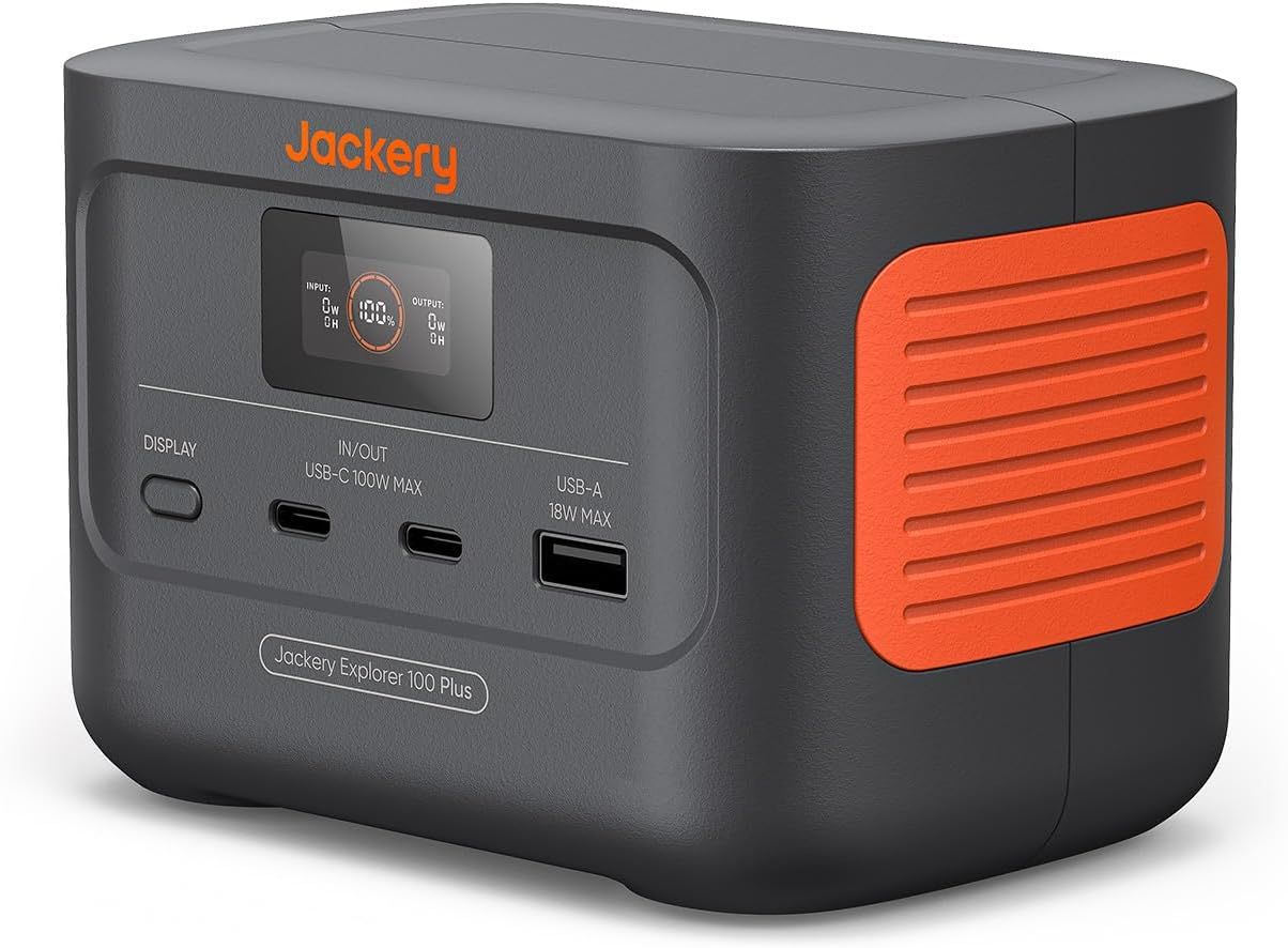 Jackery Explorer 100 Plus ポータブル電源 31000mAh モバイルバッテリー 99.2Wh/128W 飛行機に持ち込みが可能 リン酸鉄 小型 1.8時間でフル充電 USB出力 家庭用 アウトドア用