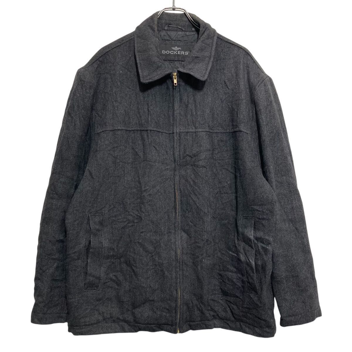DOCKERS コットンジャケット ドッカーズ XL ブラック ビッグサイズ ブルゾン フルジップ 古着卸 アメリカ仕入 a611-7883