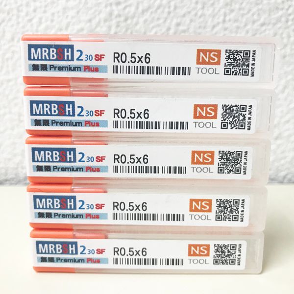 NS TOOL/日進工具 【未開封】5本set 高精度加工用２枚刃ロングネックボールエンドミル 焼きばめチャック対応 ショート MRBSH230SF R0.5×6