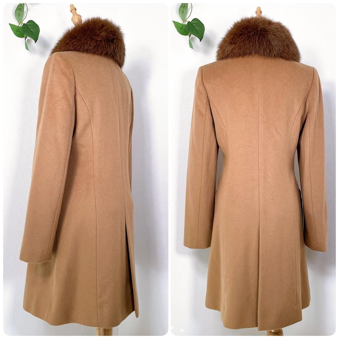 良品】Shallish キャメル系 ロングコート カシミヤ ブルーフォックス