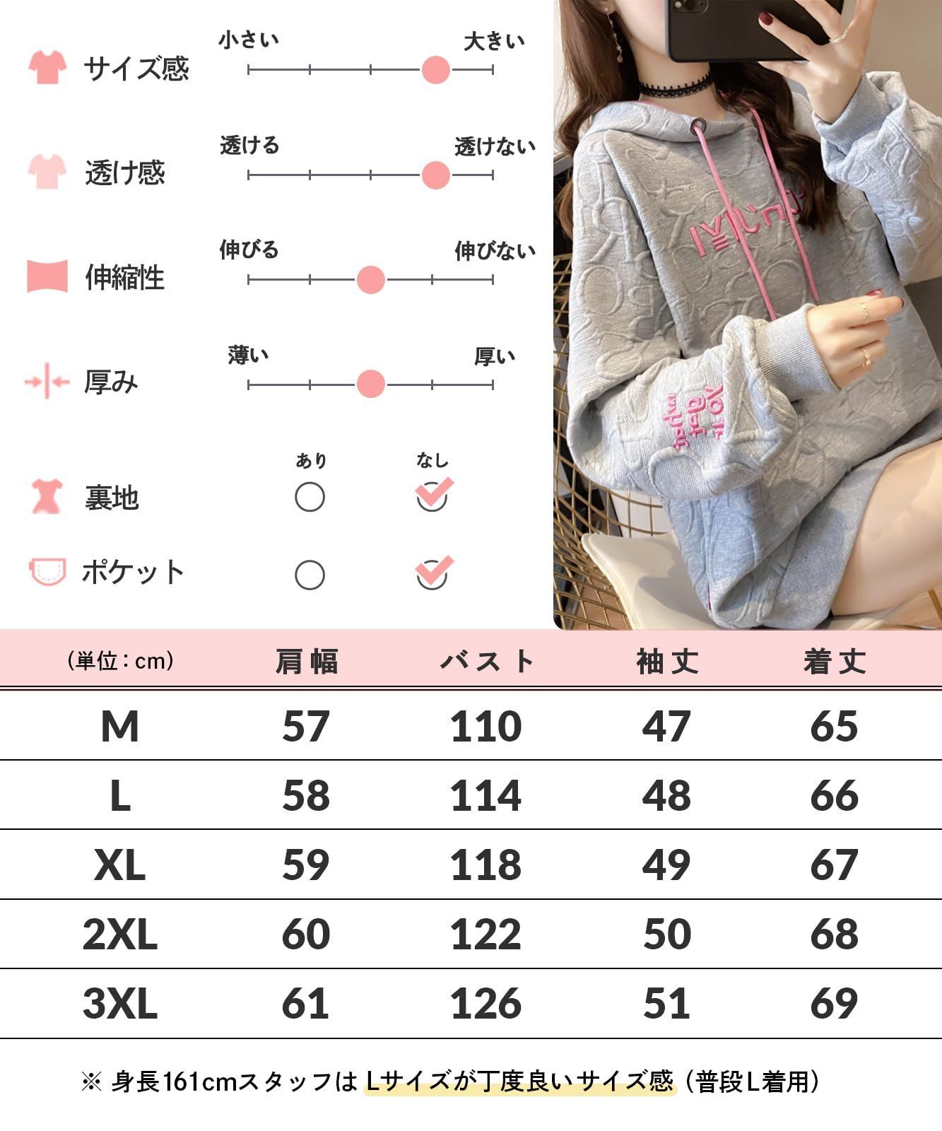 newNE パーカー レディース 型押し スウェット ロゴ デザイン フード