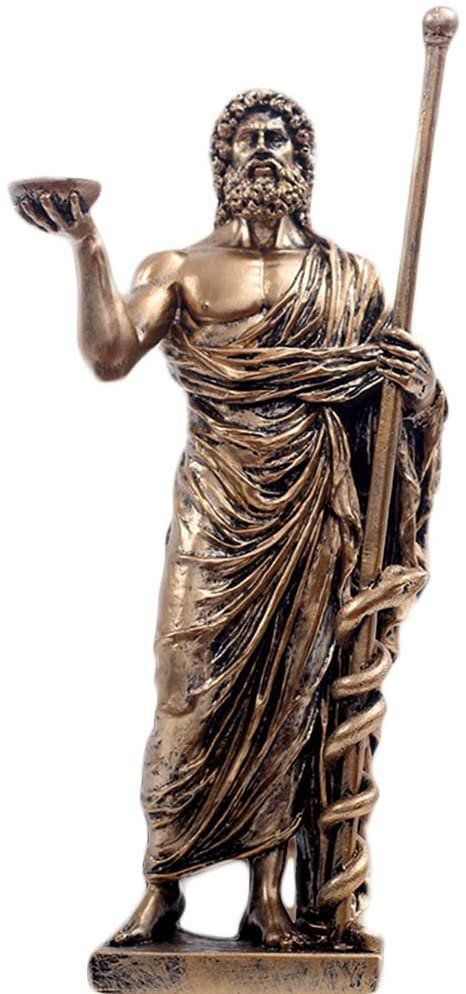 セール！！即納！古代ギリシャの医学の神 アスクレピオス彫像 彫刻 ブロンズ風彫刻 医者 医学生 病院 院長 医師 クリニック 贈り物 プレゼント(輸入品