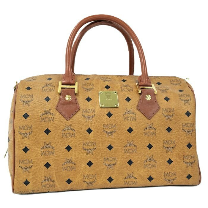 MCM ヴィセトス ミニ ボストンバッグ レザー ブラウン - メルカリ