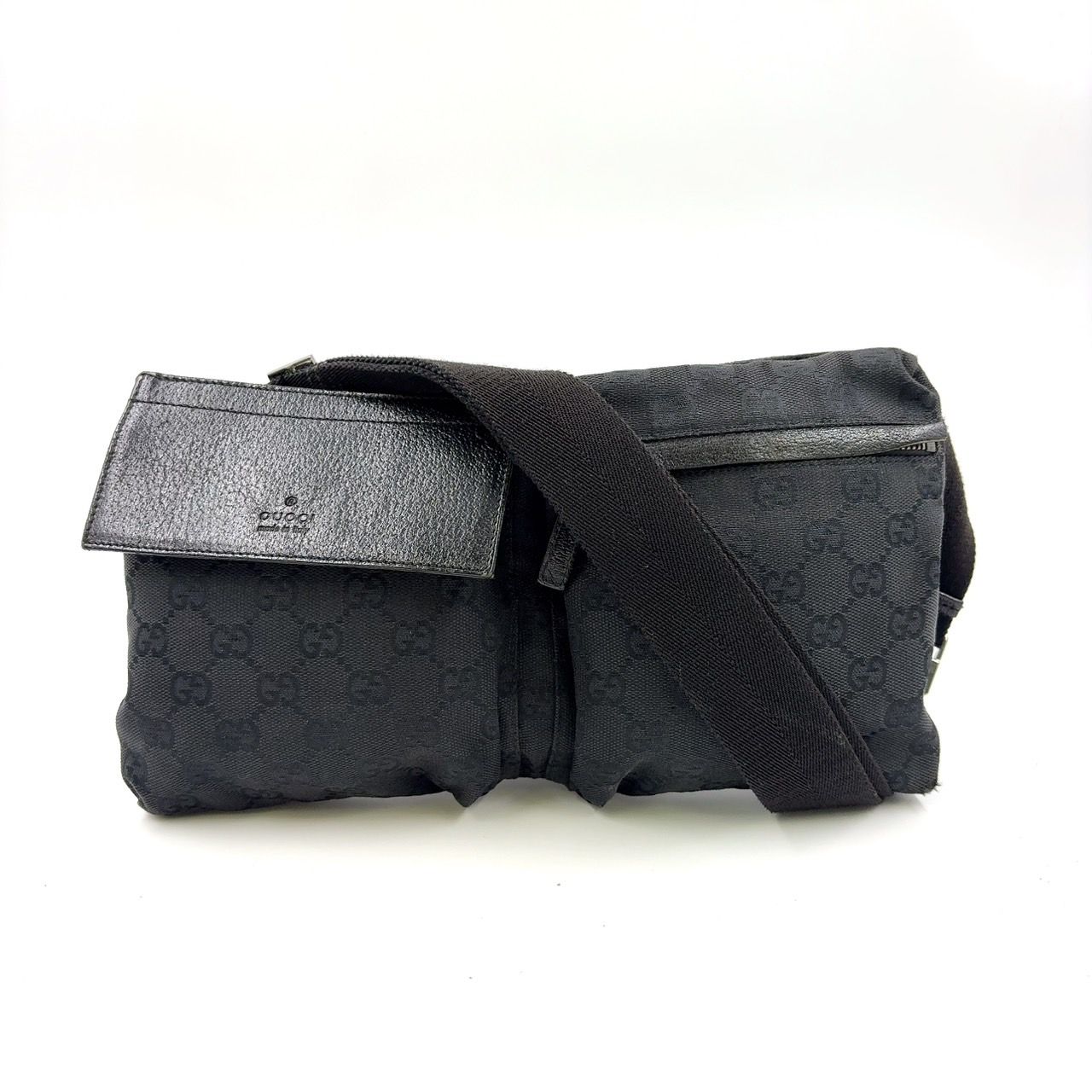 GUCCI GG柄 GGキャンバス レザー×キャンバス ブラック ボディ