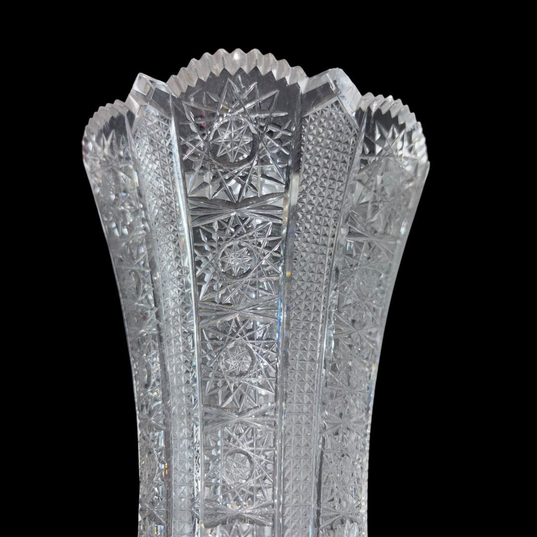 ボヘミアクリスタル クリスタルカットガラス 花瓶 花器 フラワーベース