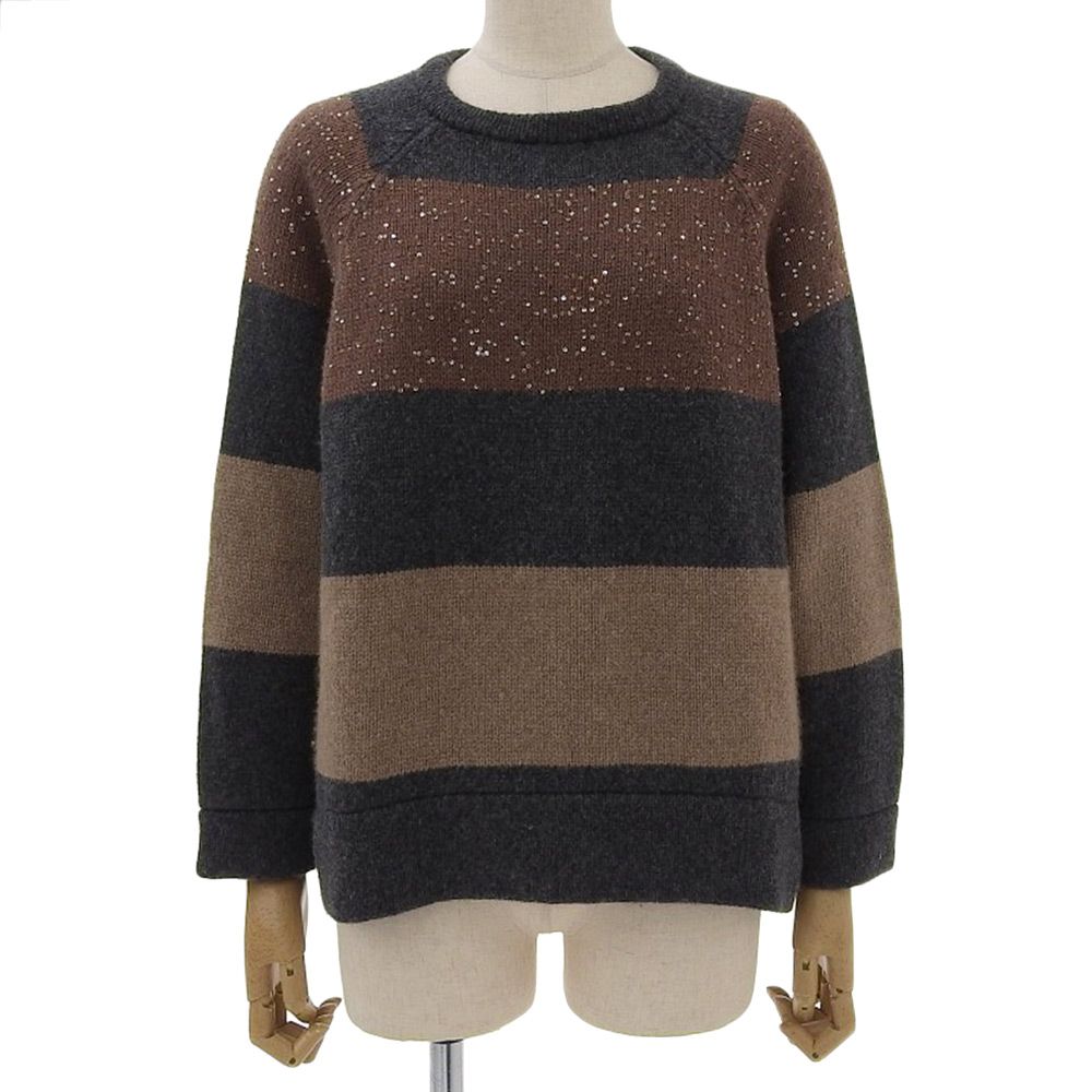 ブルネロクチネリ Brunello Cucinelli 2025年商品 カシミア スパンコール飾り クルーネック ニット レディース