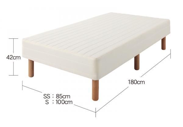 ショート丈ボンネルコイルマットレスベッド 脚22cm セミシングル さくら