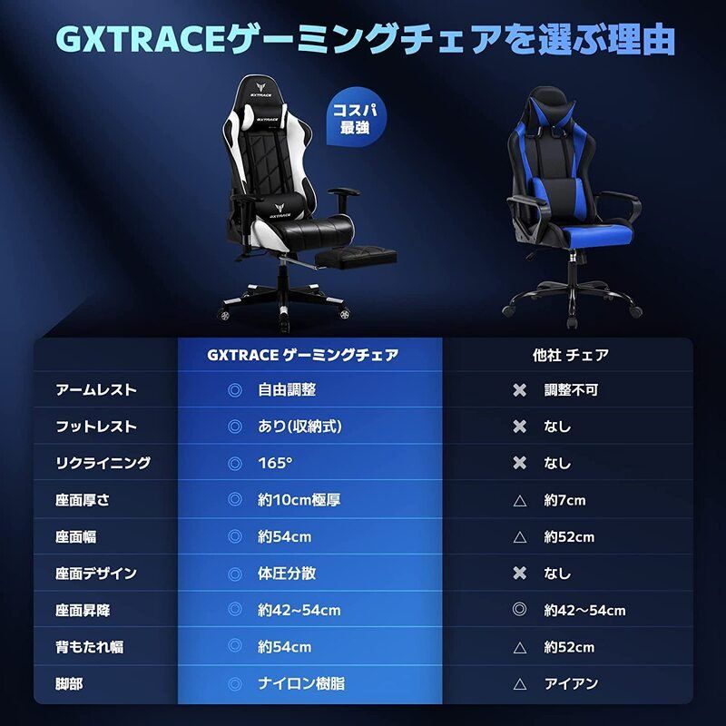 未使用☆ GXTRACE ゲーミングチェア ゲームチェア オットマン付き 人間