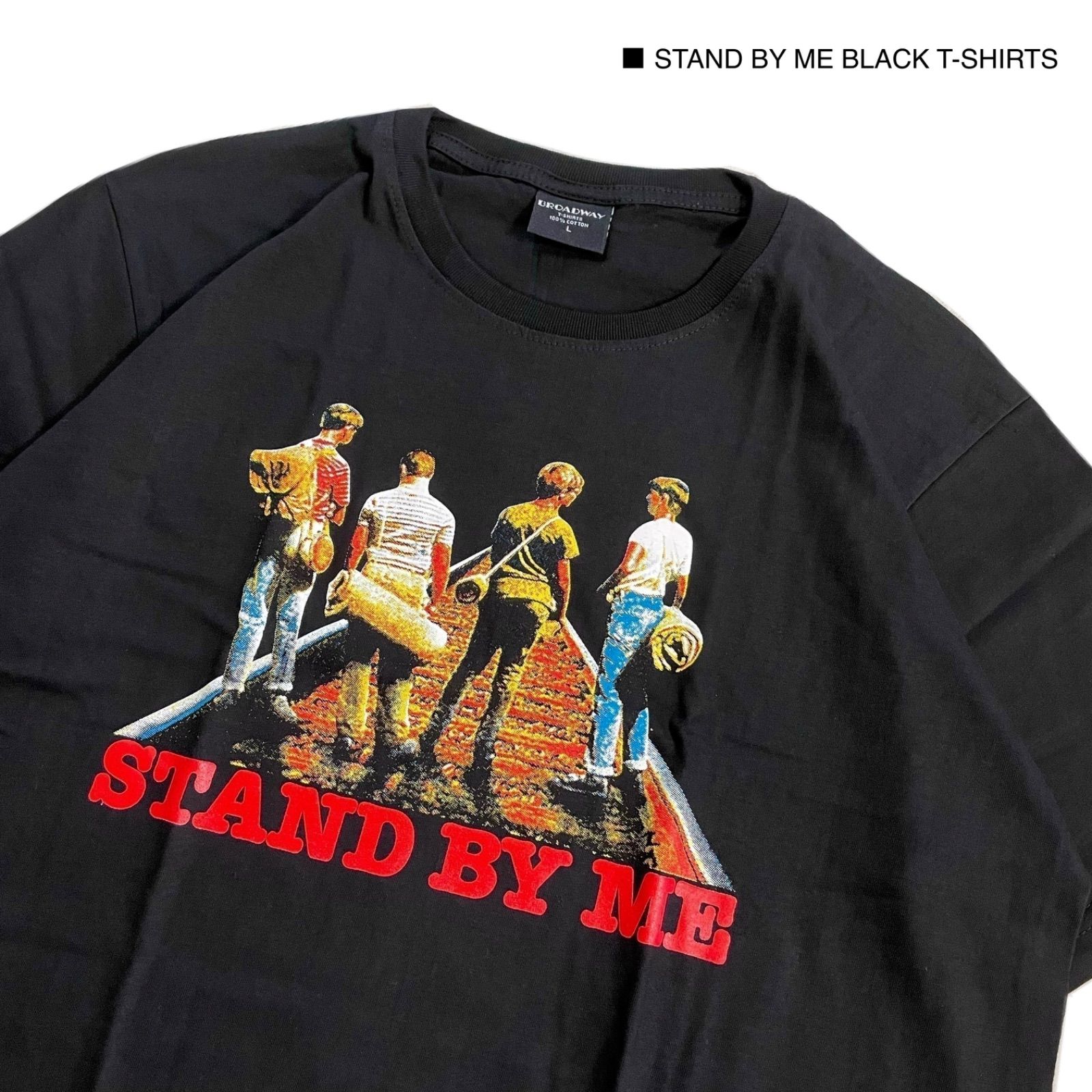 映画プリント 半袖シャツ Lサイズ　スタンドバイミー 海外映画 スタンドバイミー 半袖 Tシャツ ロックT アメカジ
