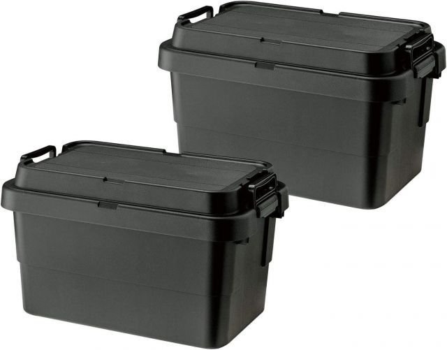 リス RISU 収納ボックス トランクカーゴ 50L ブラック 日本製 TC-50S 2個セット コンテナ ボックス スタッキング 屋外収納 キャンプ 防水 GHON108