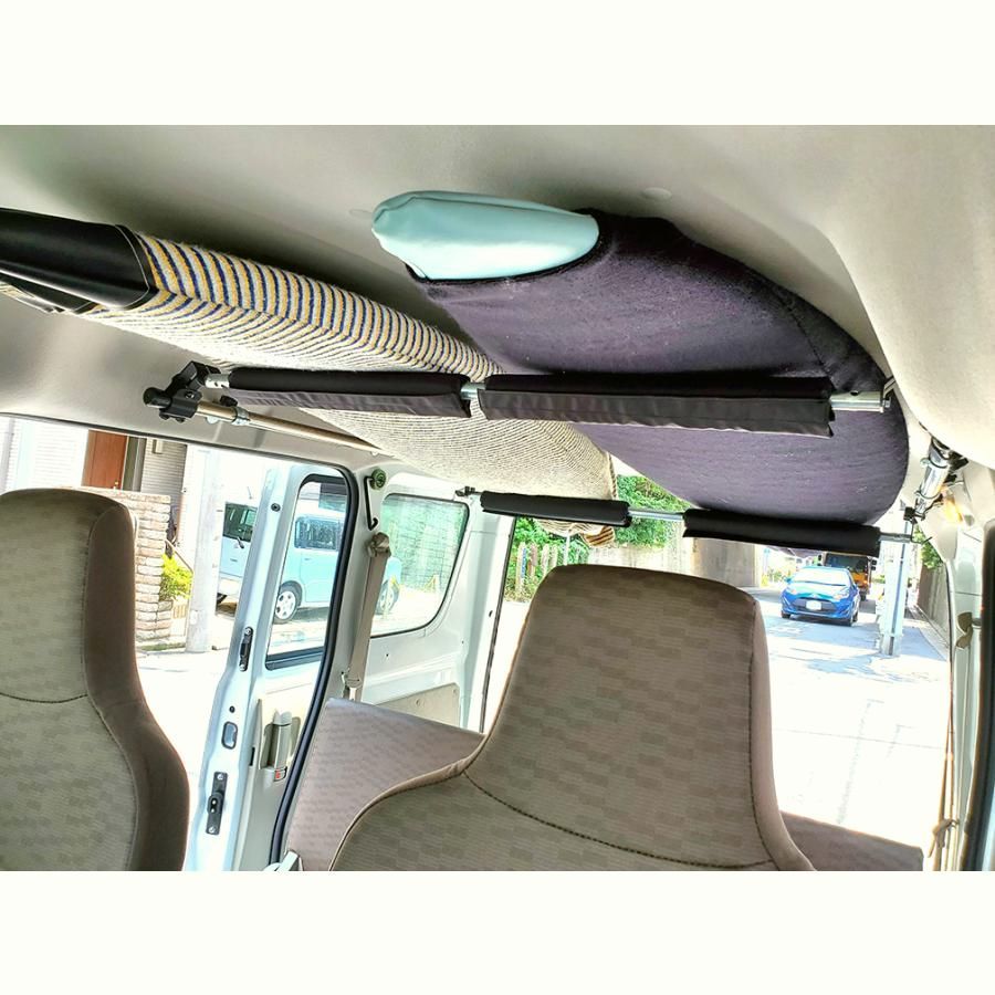 NAMINORIKOZOU エブリイDA17V W サイドバー-高低ワンタッチバー2本セット 軽バン 高さ調整かんたん 車内キャリア ロッドホルダー 脚立 サーフボード BRIGHTFACE_UK