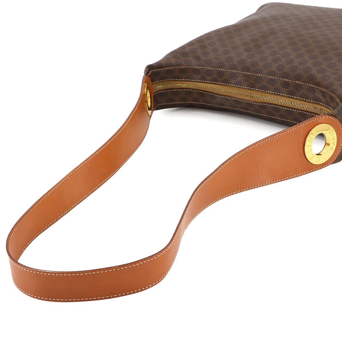 セリーヌ CELINE マカダム柄 ショルダー バッグ PVC ブラウン ゴールド