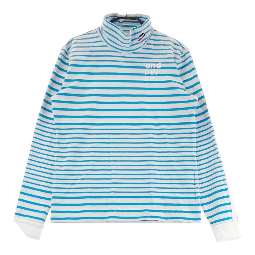 サイズ：L AND PER SE アンパスィ  ハイネック 長袖Tシャツ ボーダー柄 ブルー系 [240101305100]# ゴルフウェア レディース ストスト