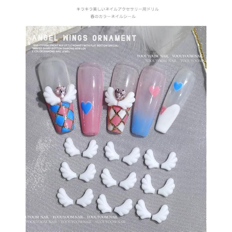 ネイルパーツ 天使の羽 50ペア ネイルデコパーツ 立体 翼 小悪魔の翼