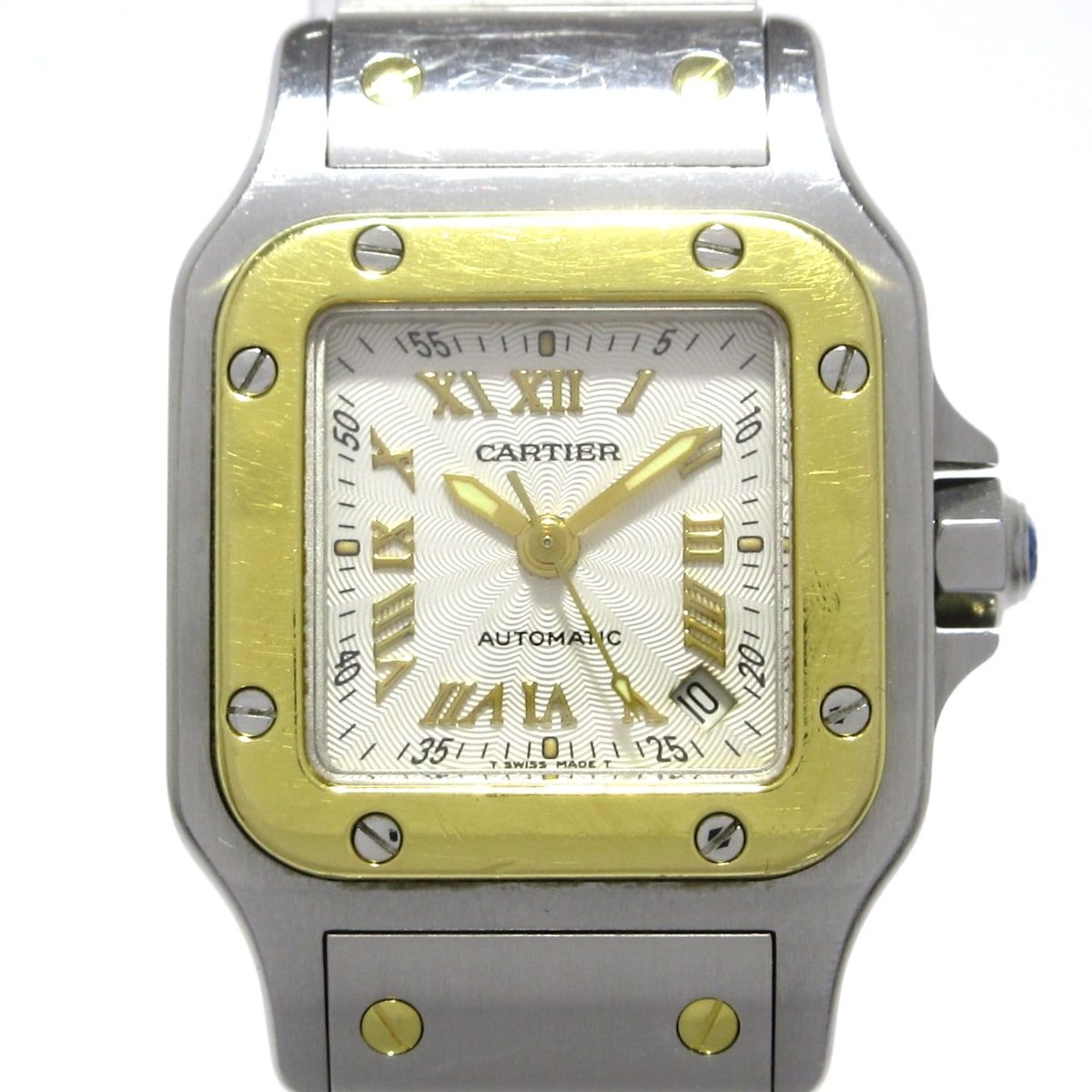 Cartier カルティエ 腕時計 サントスガルベSM W20045C4 レディース SS×K18YG|ギョーシェ文字盤 アイボリー
