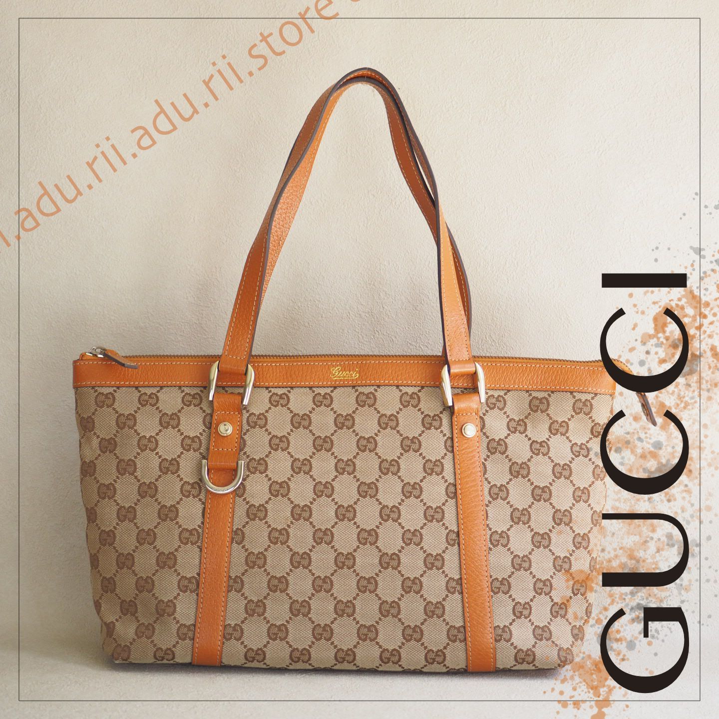 グッチ GUCCI アビー GGキャンバス トートバッグ A4 レザー オレンジ ...