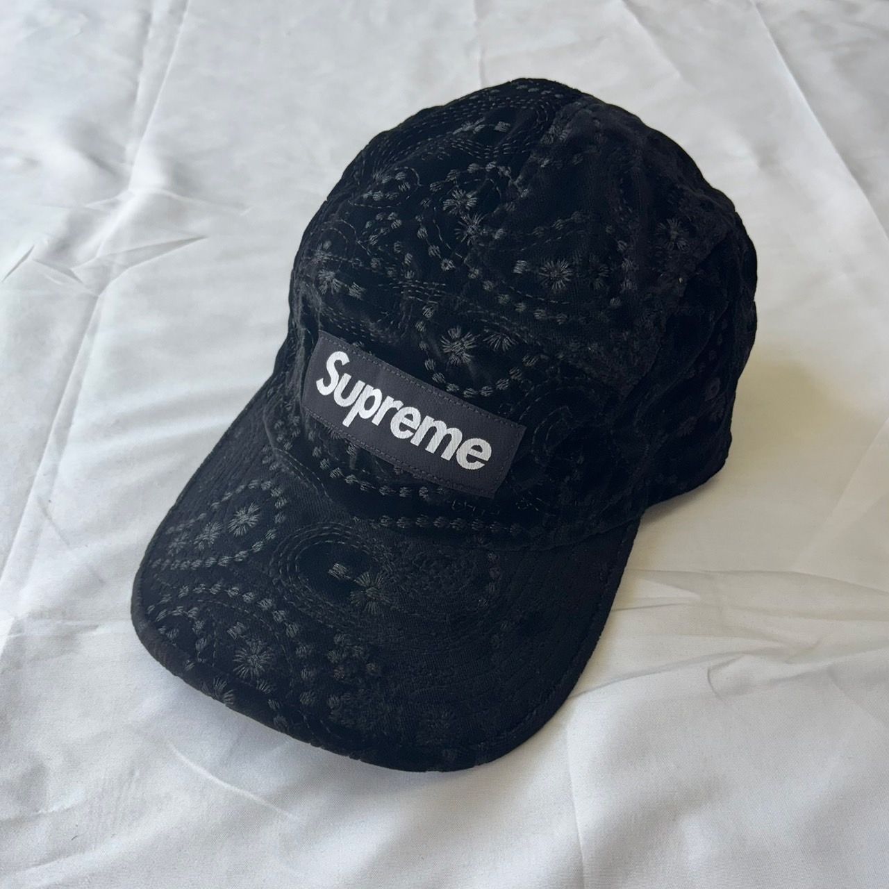 23aw Supreme Velvet Paisley Camp Cap Black シュプリーム