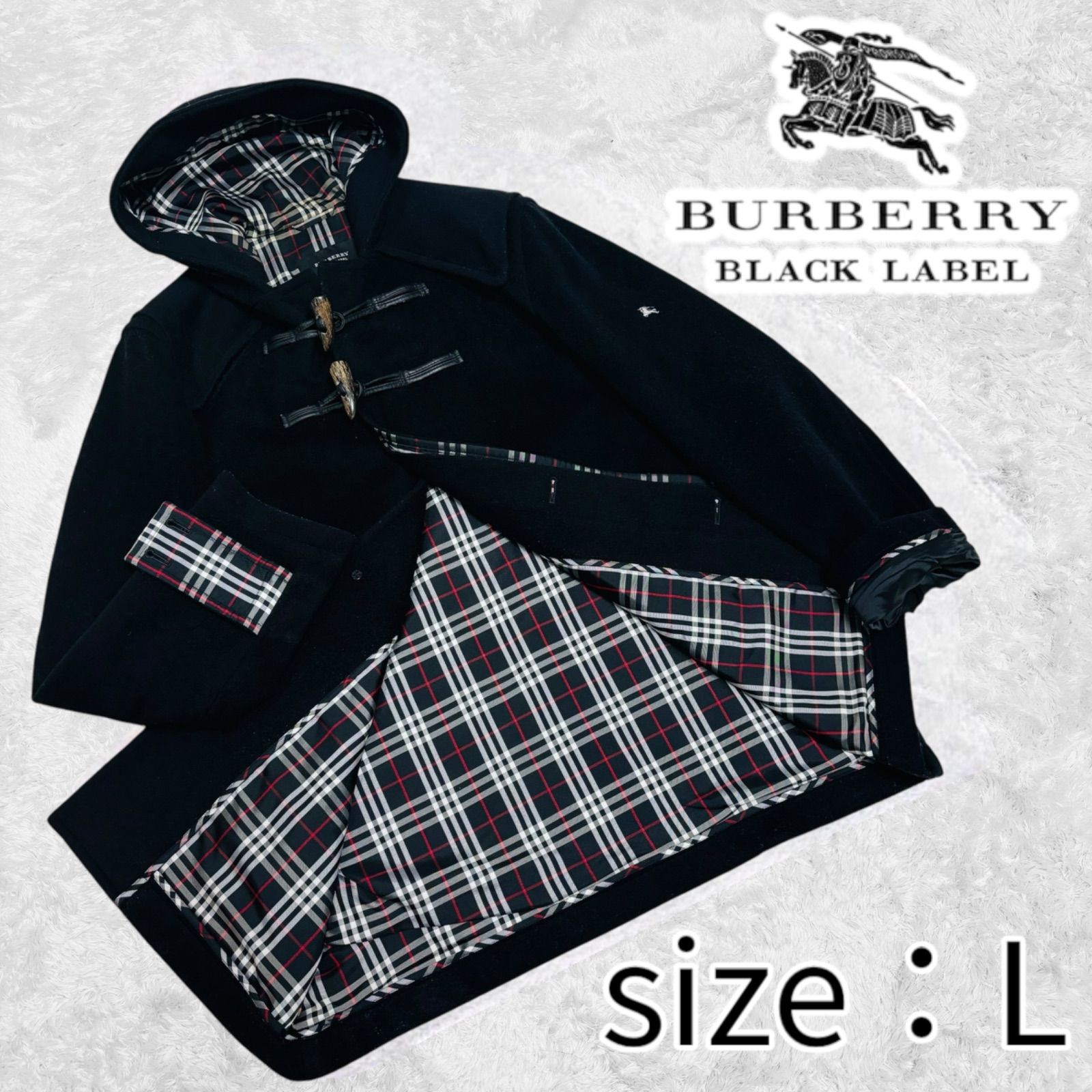 グローバーオールダッフルコート英国製カシミヤ混チェック柄4XL相当