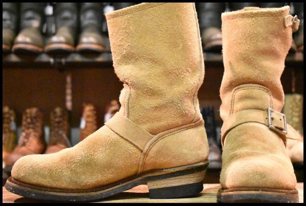 8D PT99刺繍 ベルト位置低い レッドウィング 8268 スエード エンジニア タン ラフアウト ベージュ ブーツ redwing HOPESMORE FJ163