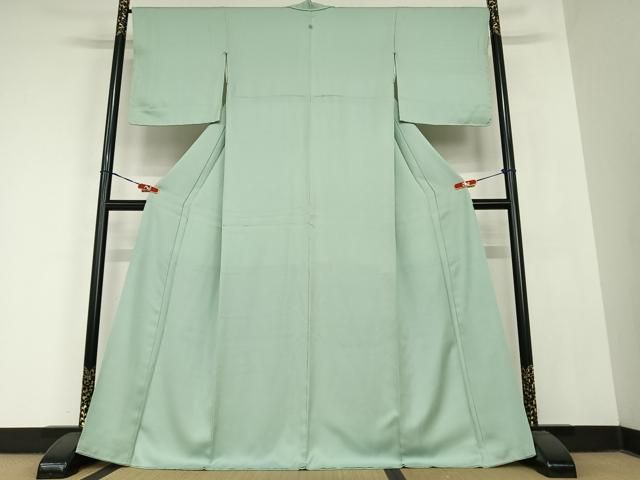 平和屋着物 上質な色無地 花菱地紋 薄青色 正絹 AABB6574zg