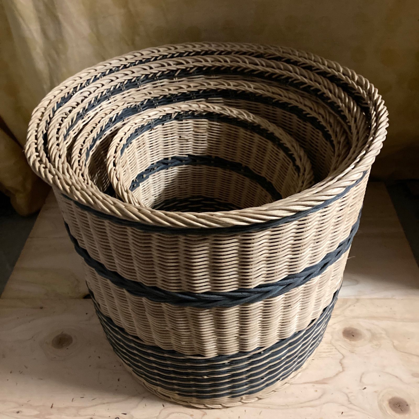 竹製籠 宮崎 作家物 竹細工 バスケット 大きめかご 天然素材 亀甲