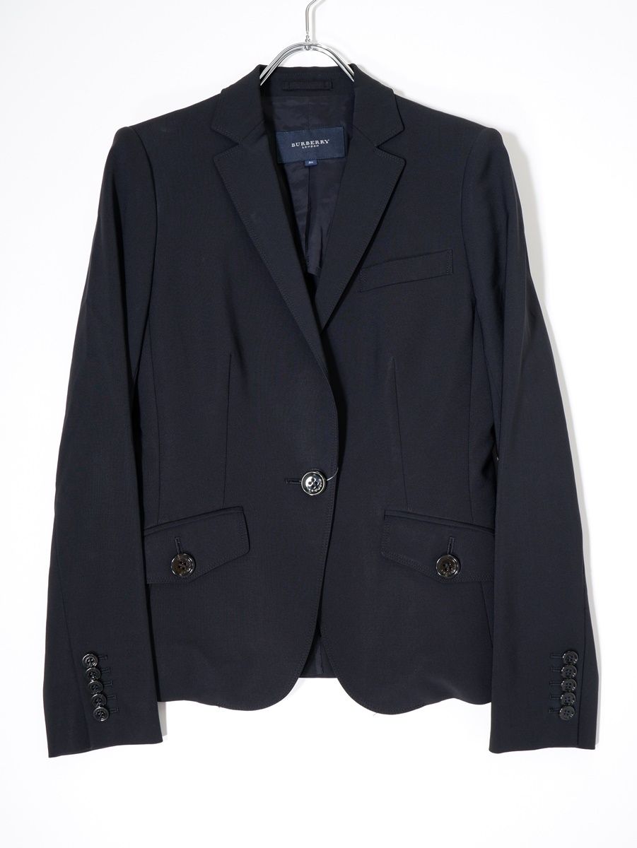 【美品】XL相当　BURBERRY LONDON セットアップ　黒　裏地総柄 BURBERRY LONDONバーバリー ロンドン 日本製 サマーウール