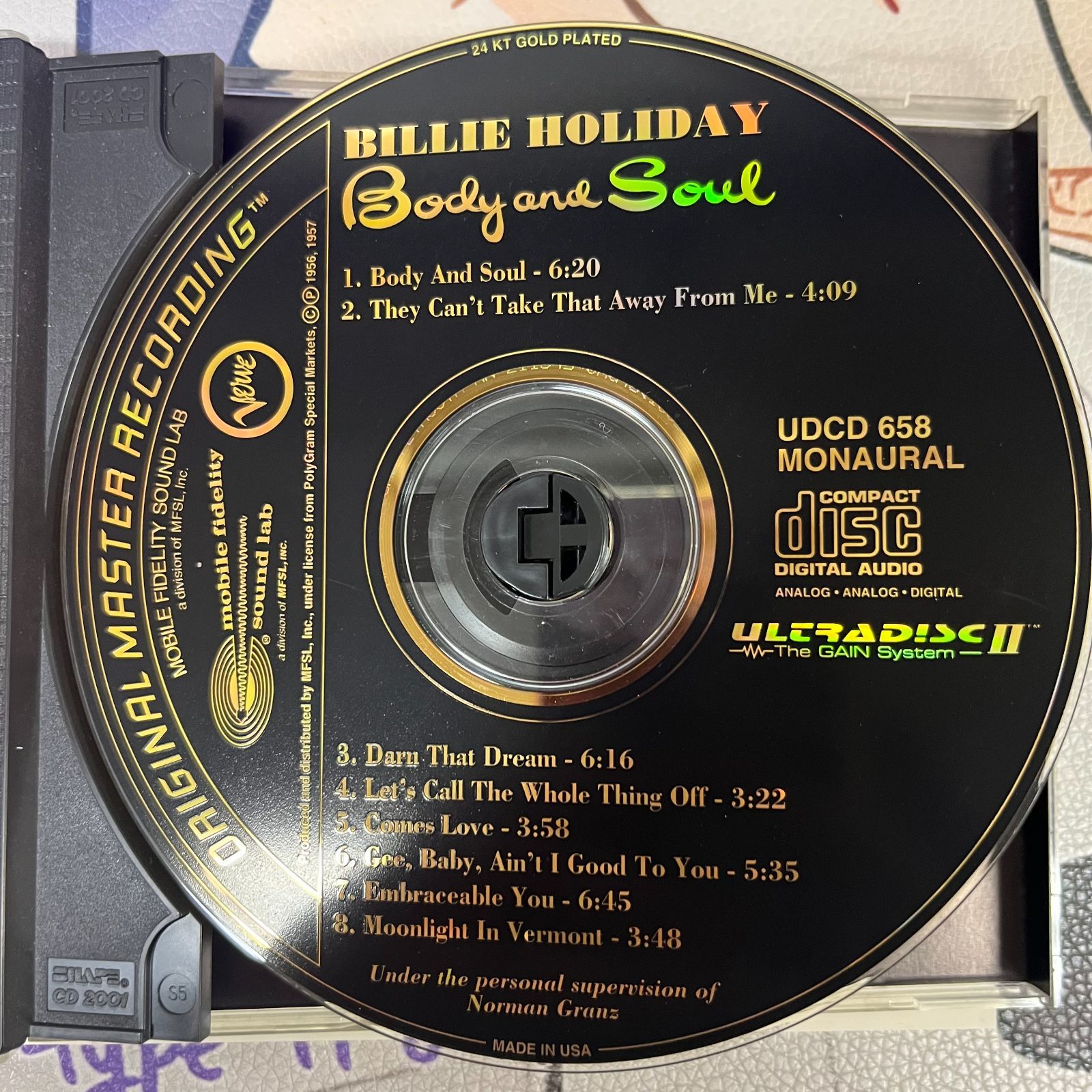 【限定モービルフィデリティー盤CD】ビリー・ホリディ　ボディ&ソウル ビリー・ホリデイ/Body And Soul （モービルフィデリティ