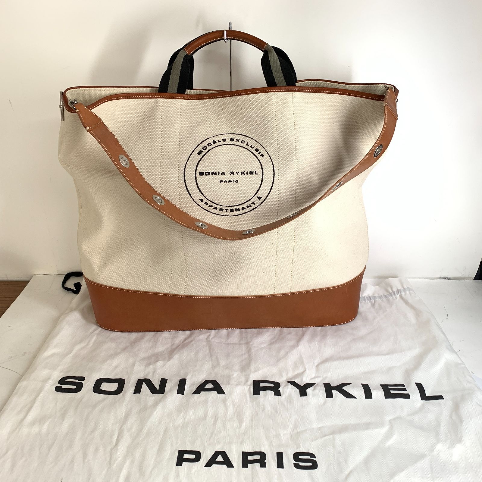 f001 L SONIA RYKIEL 大容量 トートバッグ ショルダーベルト付き