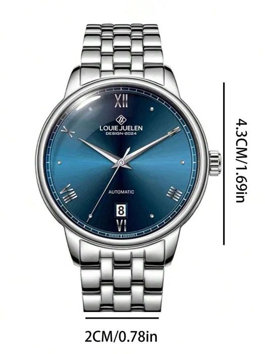 腕時計 メンズ 機械式 自動巻き ステンレススチール メンズ腕時計 ローマ数字ダイヤル バレンタインデー のギフトに適しています