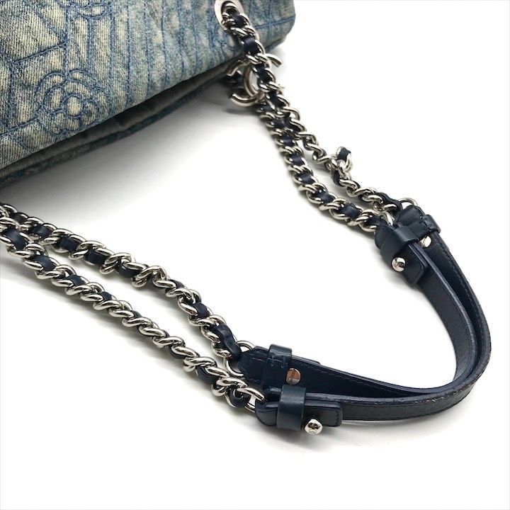 良品 CHANEL シャネル ココマーク デニム カメリア チェーン トート