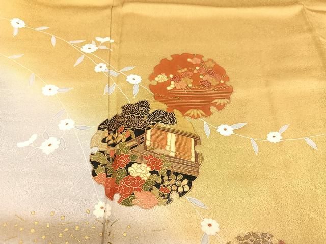 訪問着 道長 たたき染め 金彩 逸品 着物 正絹 平和屋着物○訪問着 地