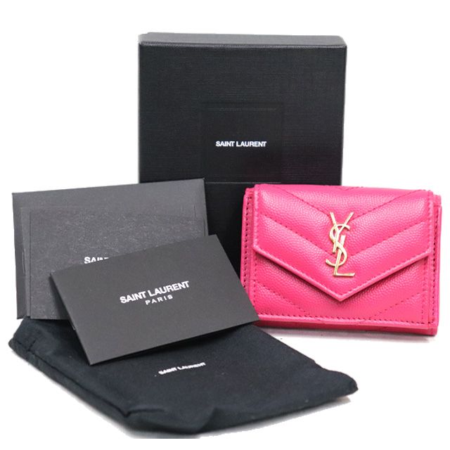 美品 Yves Saint laurent イヴサンローラン YSL 三つ折り財布