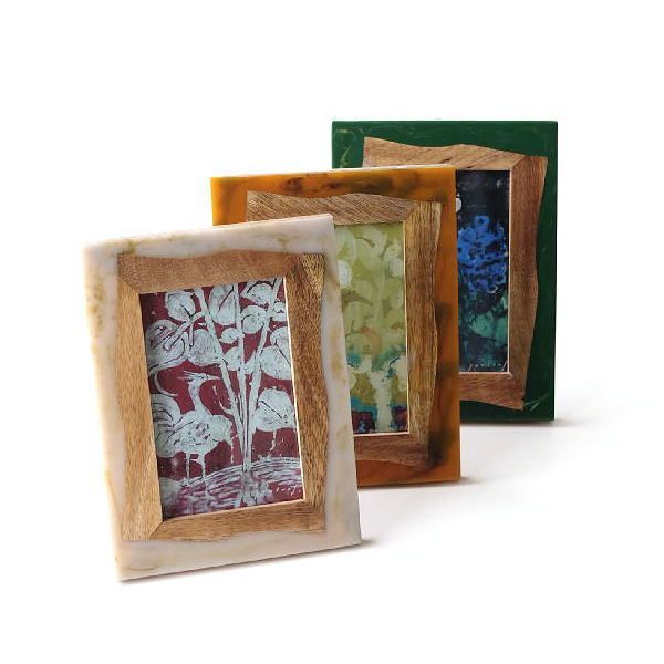 フォトフレーム 写真立て おしゃれ 卓上 壁掛け 木製 写真入れ フォトスタンド ウッド マンゴーウッドとレジンのフォトフレーム 3タイプ L