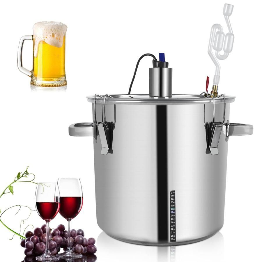 ステンレス 発酵タンク 22L|36L 大容量 発酵容器 発酵槽 ヒーター付 恒温加熱 耐食 ワイン醸造キット 手作りビールキット ビール醸造キット 家庭用 ビール容器