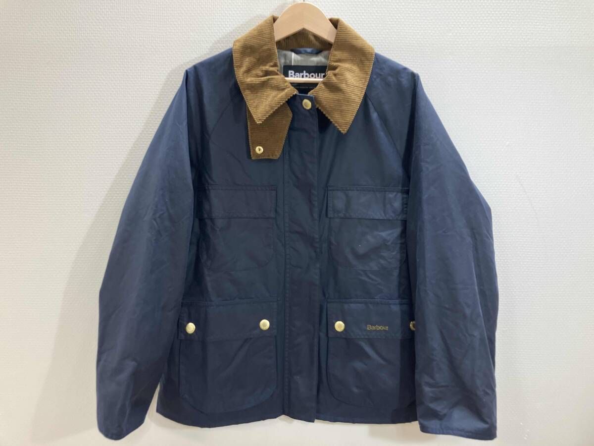 BARBOUR バブアー オイルジャケット ジップアップジャケット オイルコーティングハーフコート ネイビー UK10