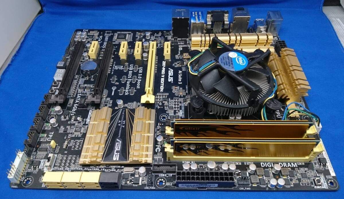 ジャンク 4点セット マザー ASUS Z87-PRO CPU Core i7-4790 メモリ DDR3 16GB 8GBx2 CPUクーラー リテール D