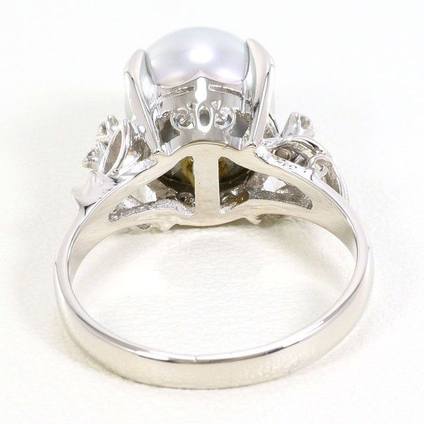 PT900 リング ring 指輪 14号 パール（真珠） 約9.5mm ダイヤ 総重量約