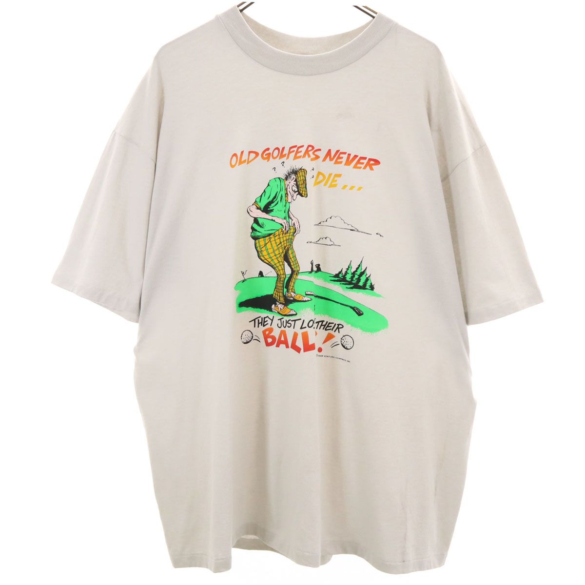 Hanes ヘインズ 80s USA製 ヴィンテージ メッセージプリント 半袖 Tシャツ XXL グレー シングルステッチ ビッグサイズ メンズ 古着