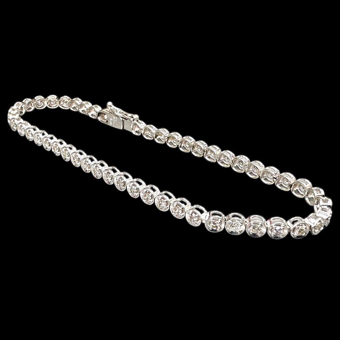 K18WG D1.00ct ダイヤモンド テニスブレスレット 6.4g 18