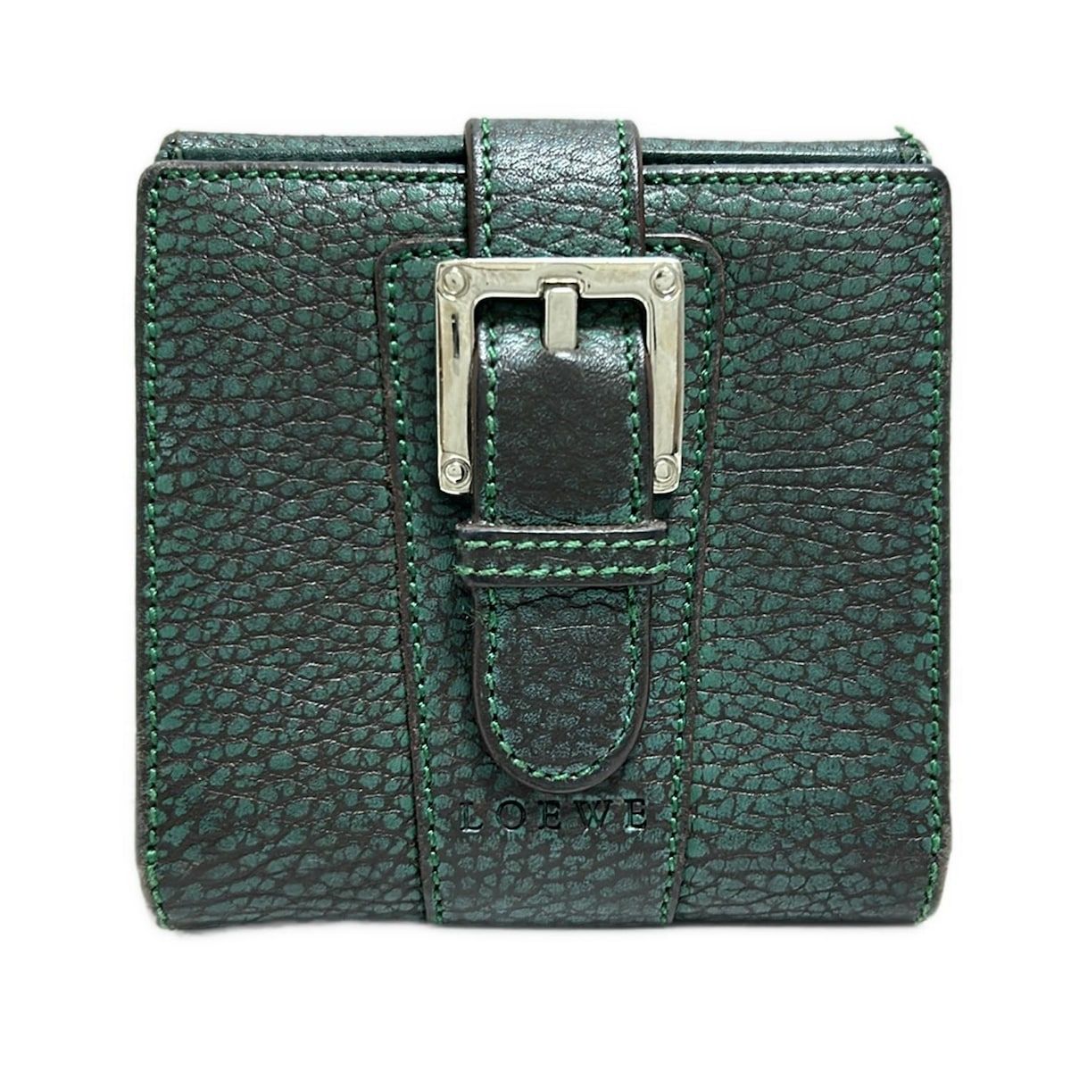 LOEWE(ロエベ) Wホック財布 - グリーン レザー - メルカリ