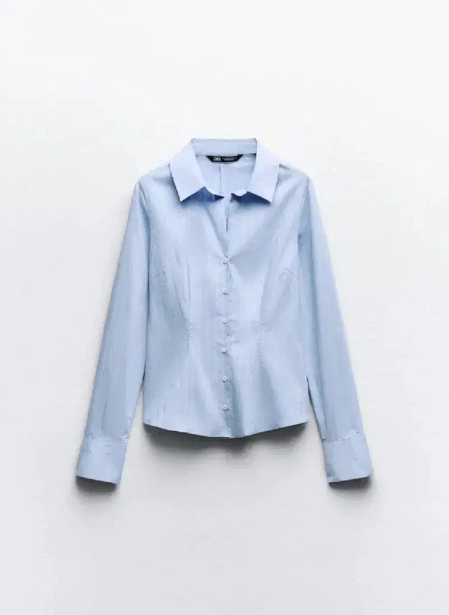 ZARA ザラ メタリック ヤン ストライプ タイトフィット シャツ L