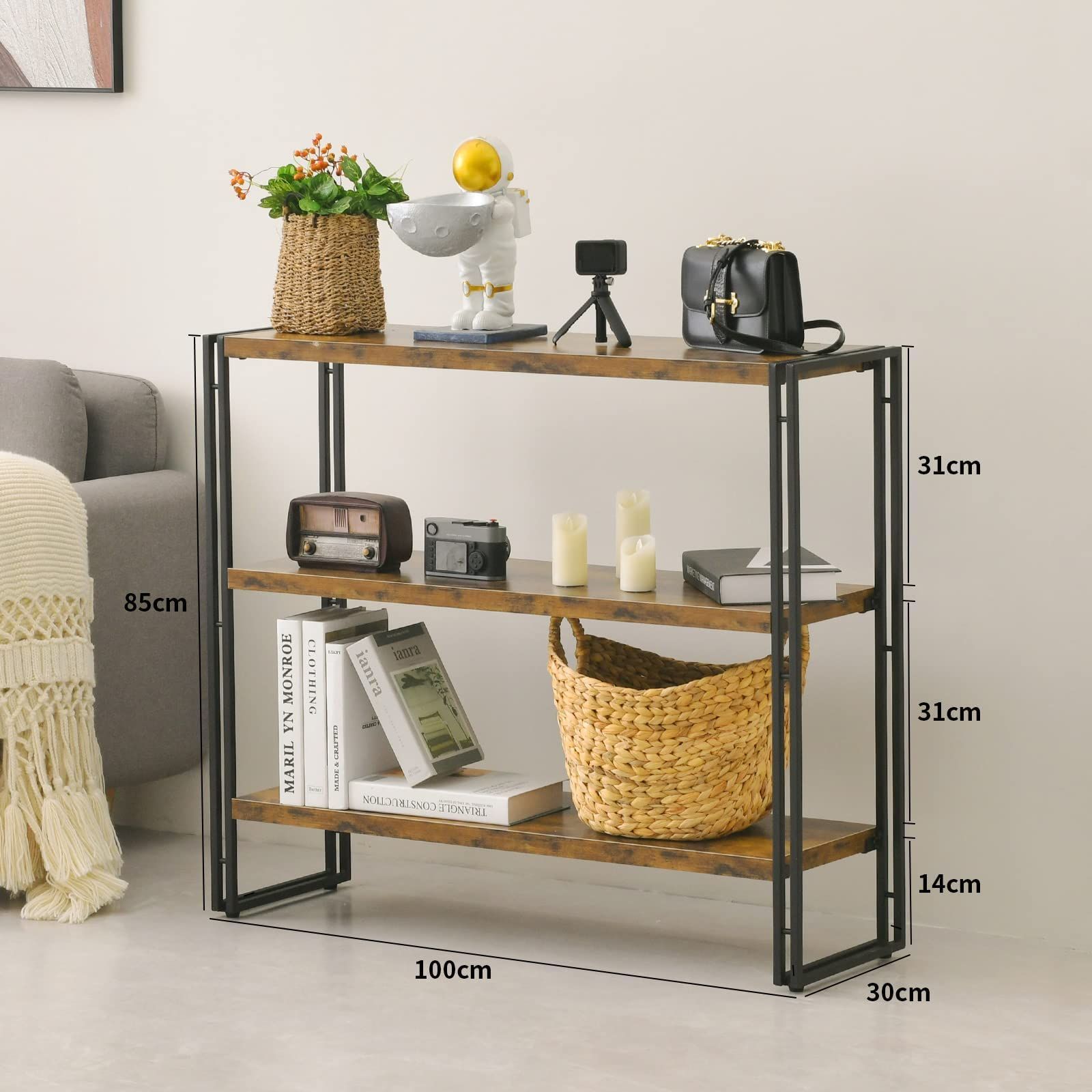 トップ 【在庫処分】オープンシェルフ 3段 ラック 木製 収納 本棚