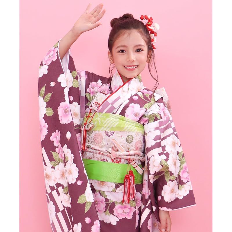 美品 キョウエツ 七五三 7歳 女の子 着物 フルセット 02-Ba 金帯 KYOETSU] [キョウエツ] 七五三 7歳 女の子 着物 セット 753 帯 小物 は