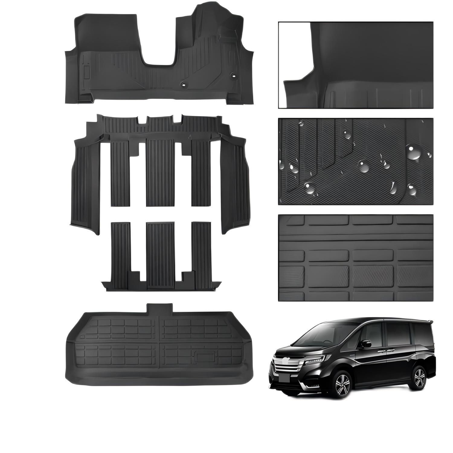 ホンダ ステップワゴン RP6 RP7 RP8 STEPWGN AIR SPADA RP系 6代目 22年5月-現行 3D車用フロアマット 車用フロアマット＆トランクマット 4枚セット防水 TPE素材 滑り止め 高耐久 取付工具不要