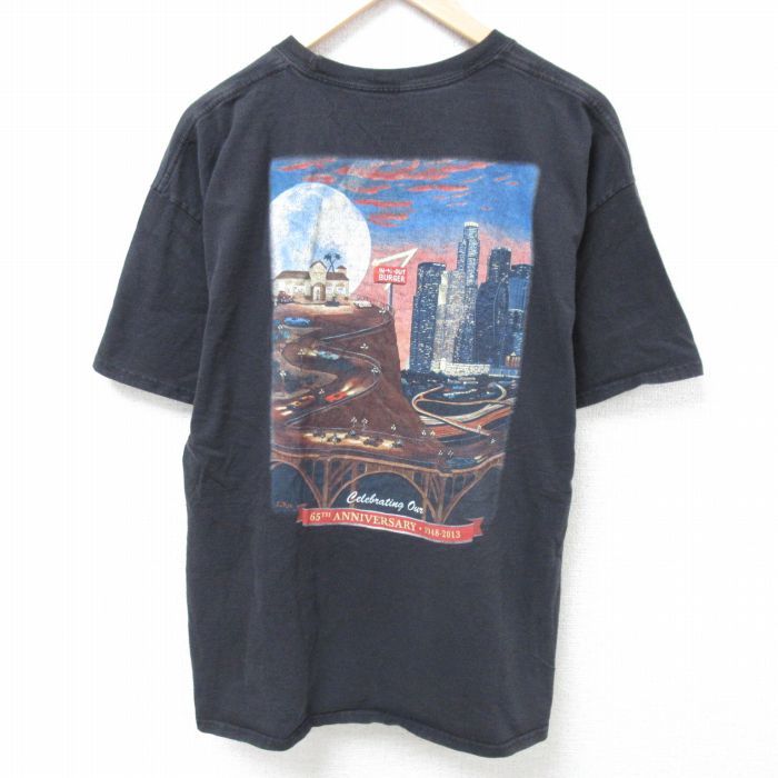 XL/古着 ヘインズ Hanes 半袖 Tシャツ メンズ インアンドアウトバーガー テキサス クルーネック 黒 ブラック spe 24jun11 中古